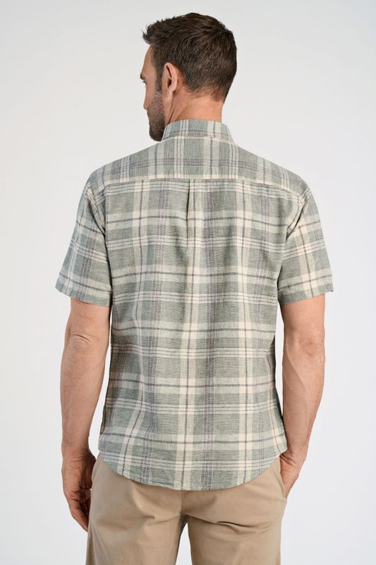 JACK`S Cotton/linen Shirt 3-210135A - Faded Green Mix