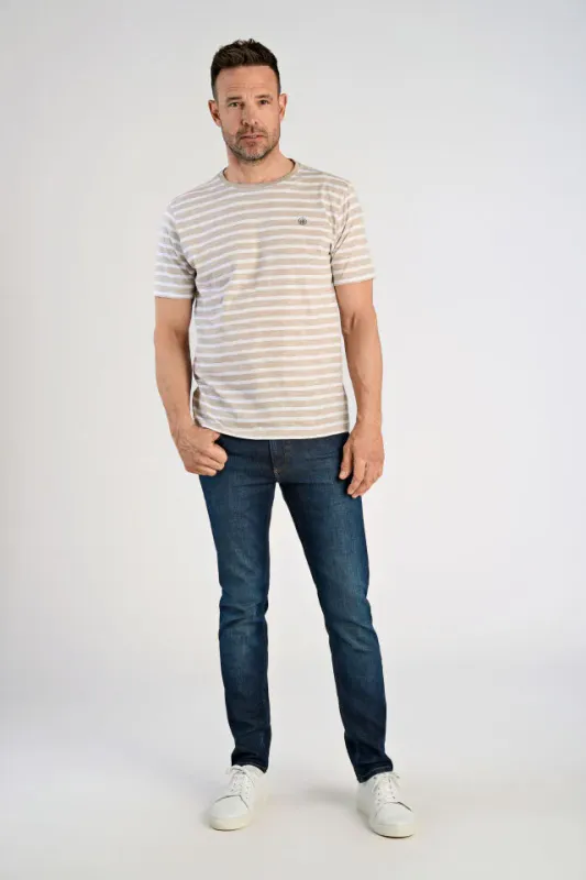 JACK´S Striped T-shirt 3-400108 - Sand/Hvite