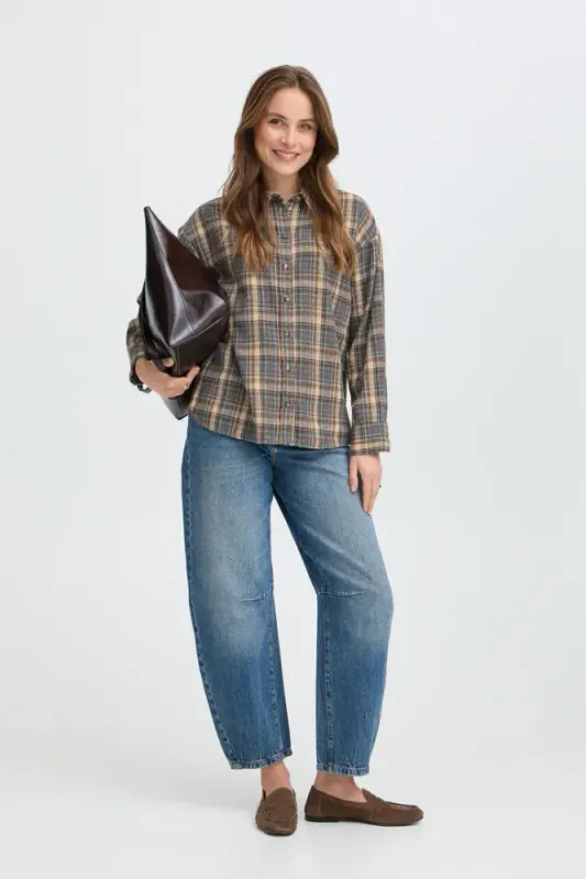 BYFabrice Shirt 20819443 - Grey/ brown Check 900012890