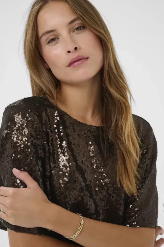 Hovedbilde KAMiranda Sequin Blouse 10510898 - Black Koffee 191111
