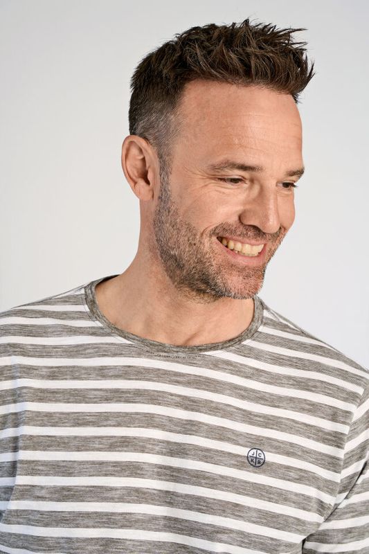 JACK´S Striped T-shirt 3-400108 - Army/Hvite