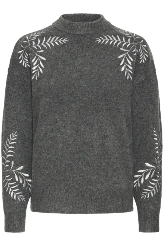 Hovedbilde BYMagge Embroided Jumper 20818186 - Dark Grey 200456