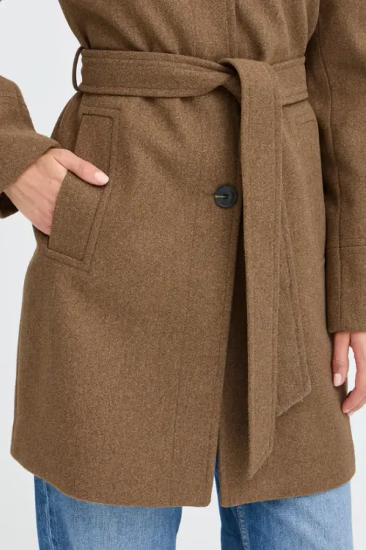 BACalia Mel Cl Coat 20819164  - Sepia Melange 1809281