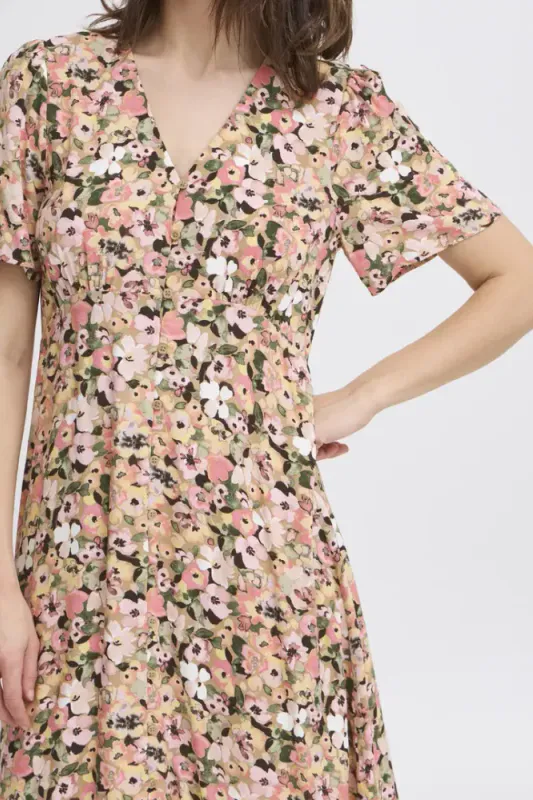 Hovedbilde BYMmjoella Short V-neck Dress 20814532 - Coral Blush Flower 204525