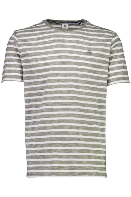 JACK´S Striped T-shirt 3-400108 - Army/Hvite