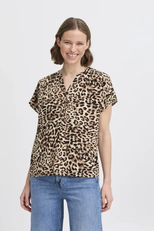 Hovedbilde BYMmjoella V-neck Top 20816529 - Birch Leopard 204522