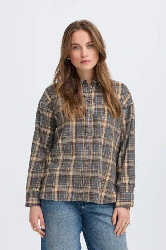 BYFabrice Shirt 20819443 - Grey/ brown Check 900012890